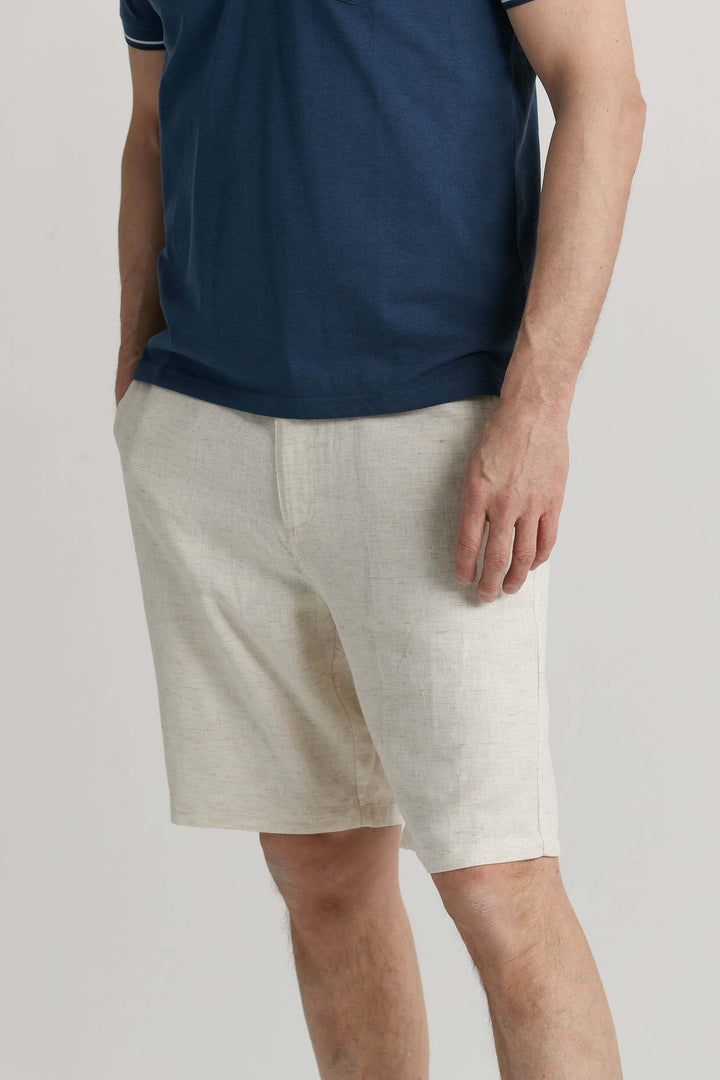 Chinosshorts Linne Beige