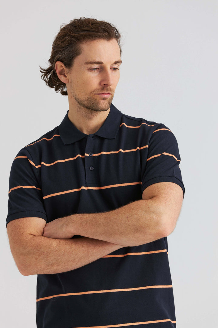 Randig Piké Marinblå & Orange