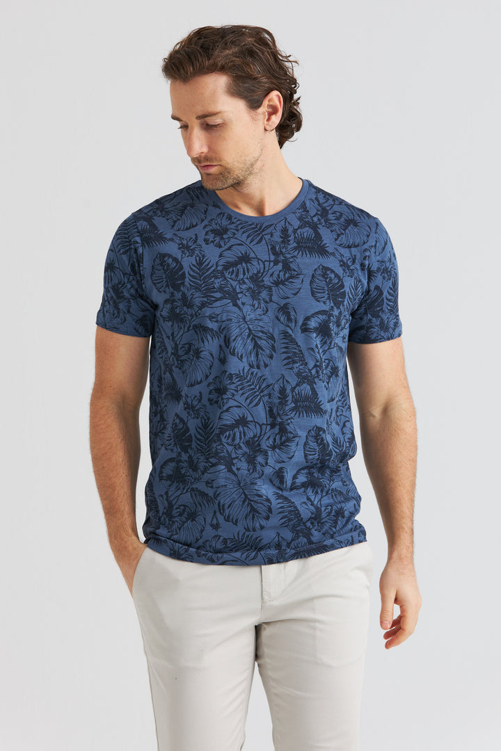 Blå T-shirt Palm Print