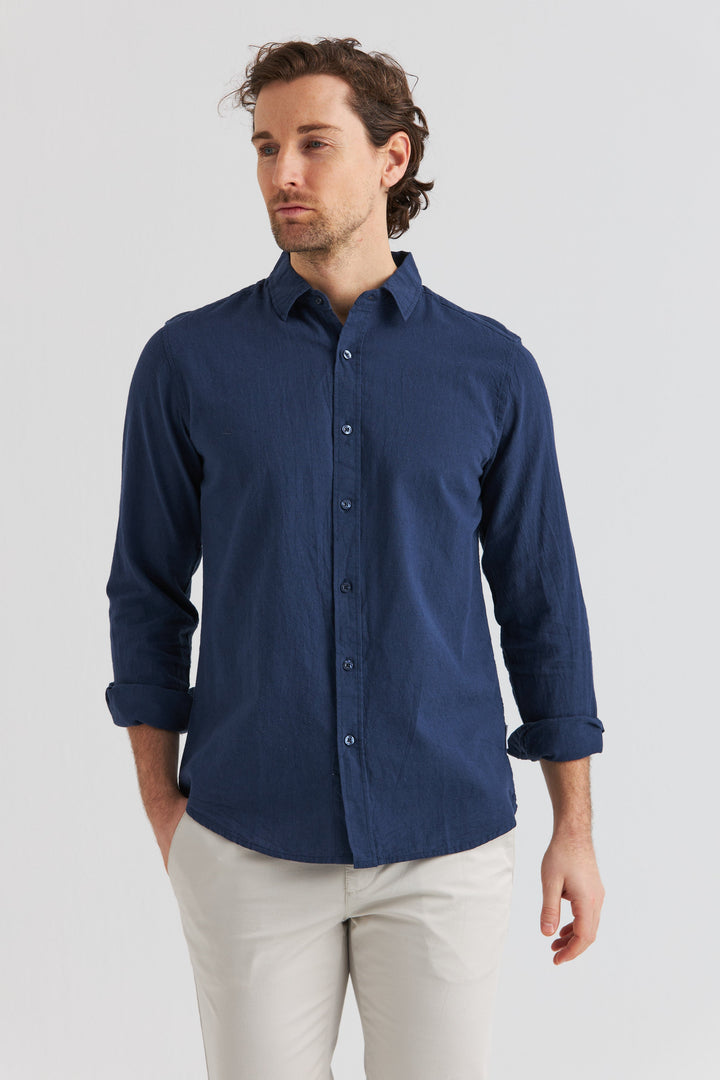 Linneskjorta Marinblå