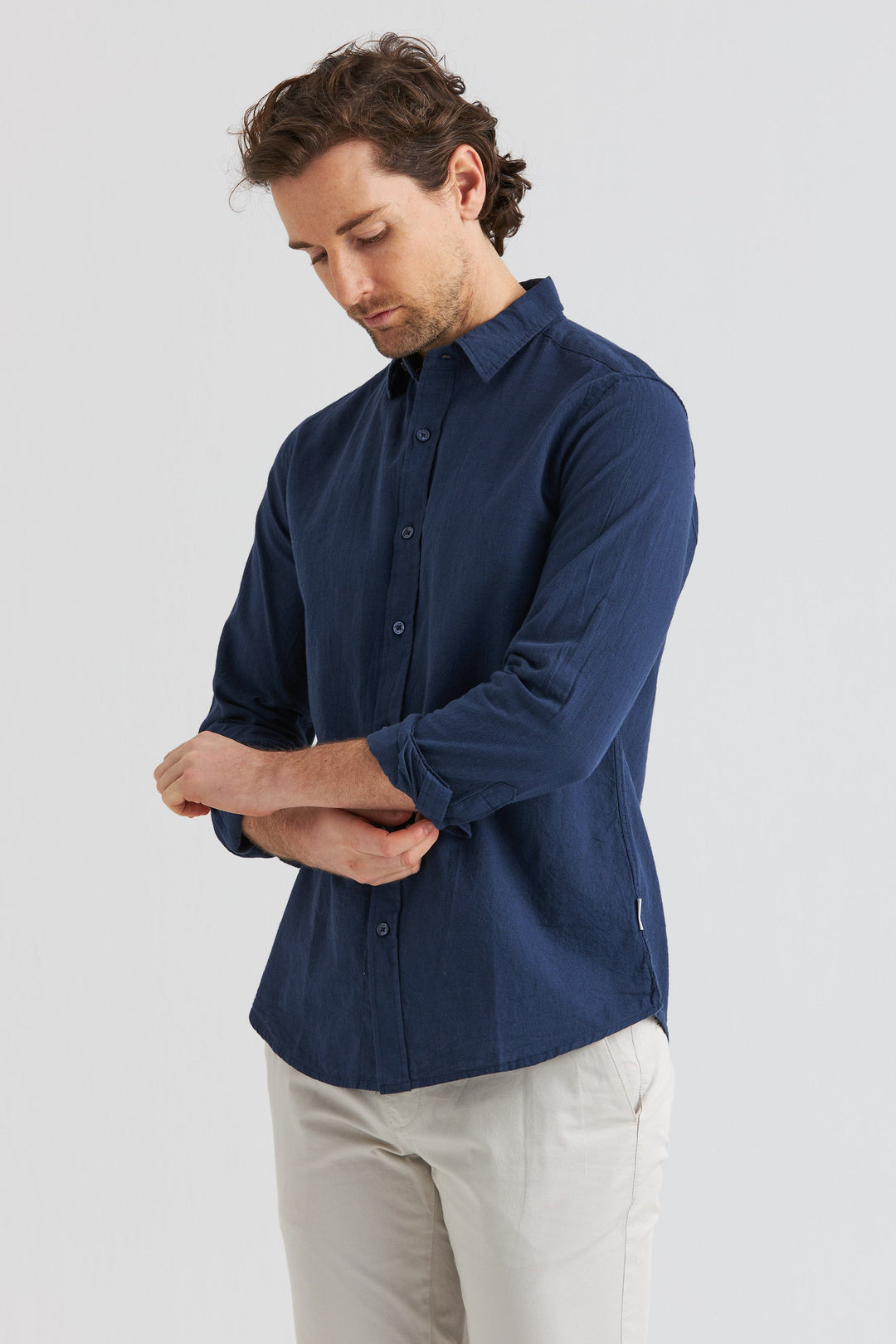 Linneskjorta Marinblå