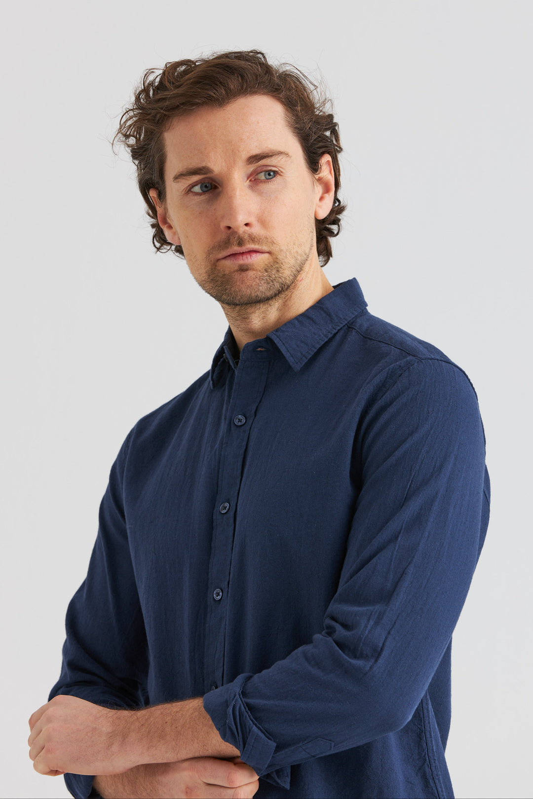 Linneskjorta Marinblå