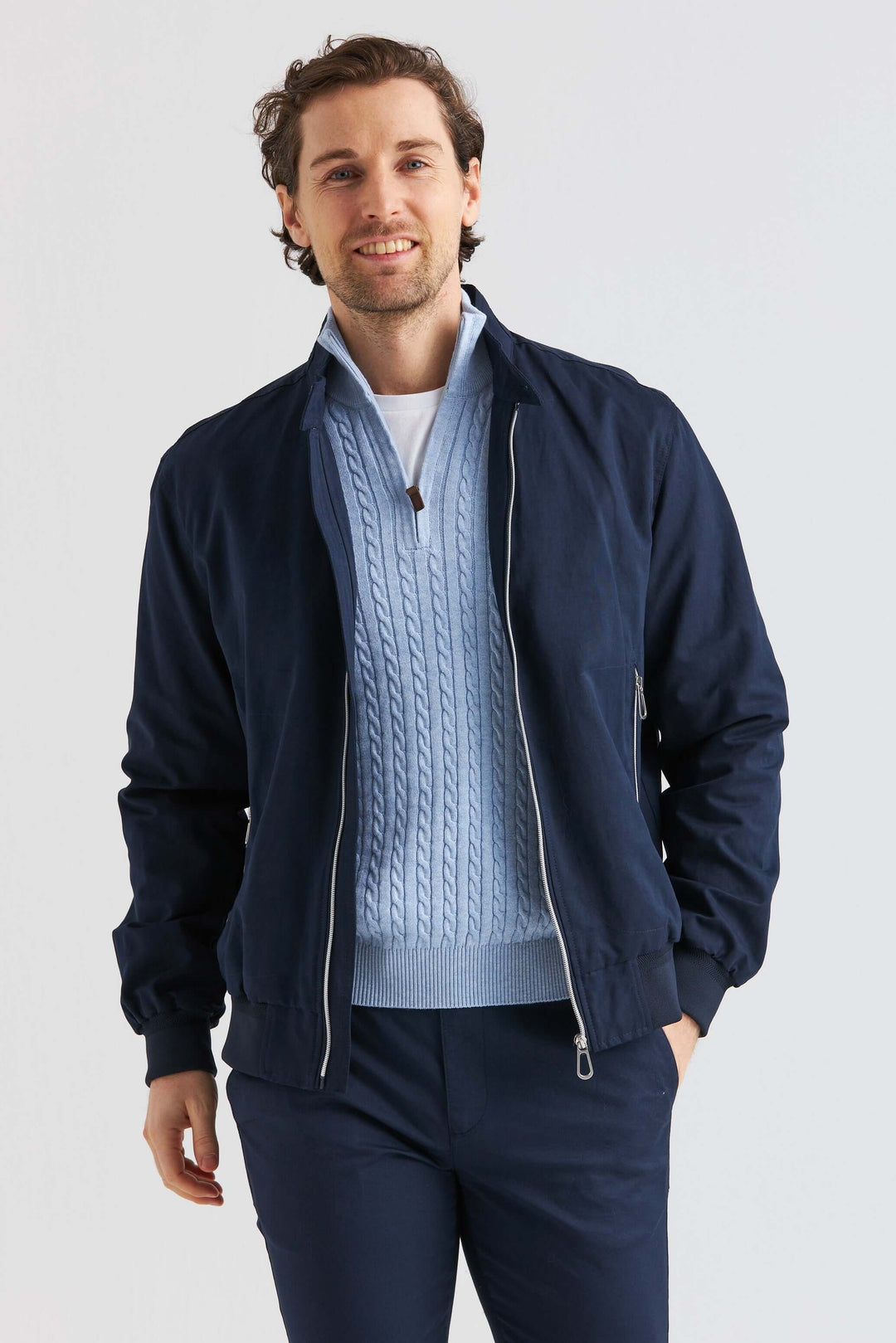 Marinblå Vårjacka i bomullsblandning