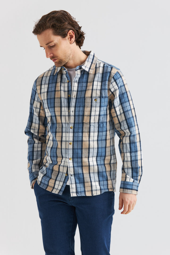 Ljusblå Heavy Flanell Overshirt