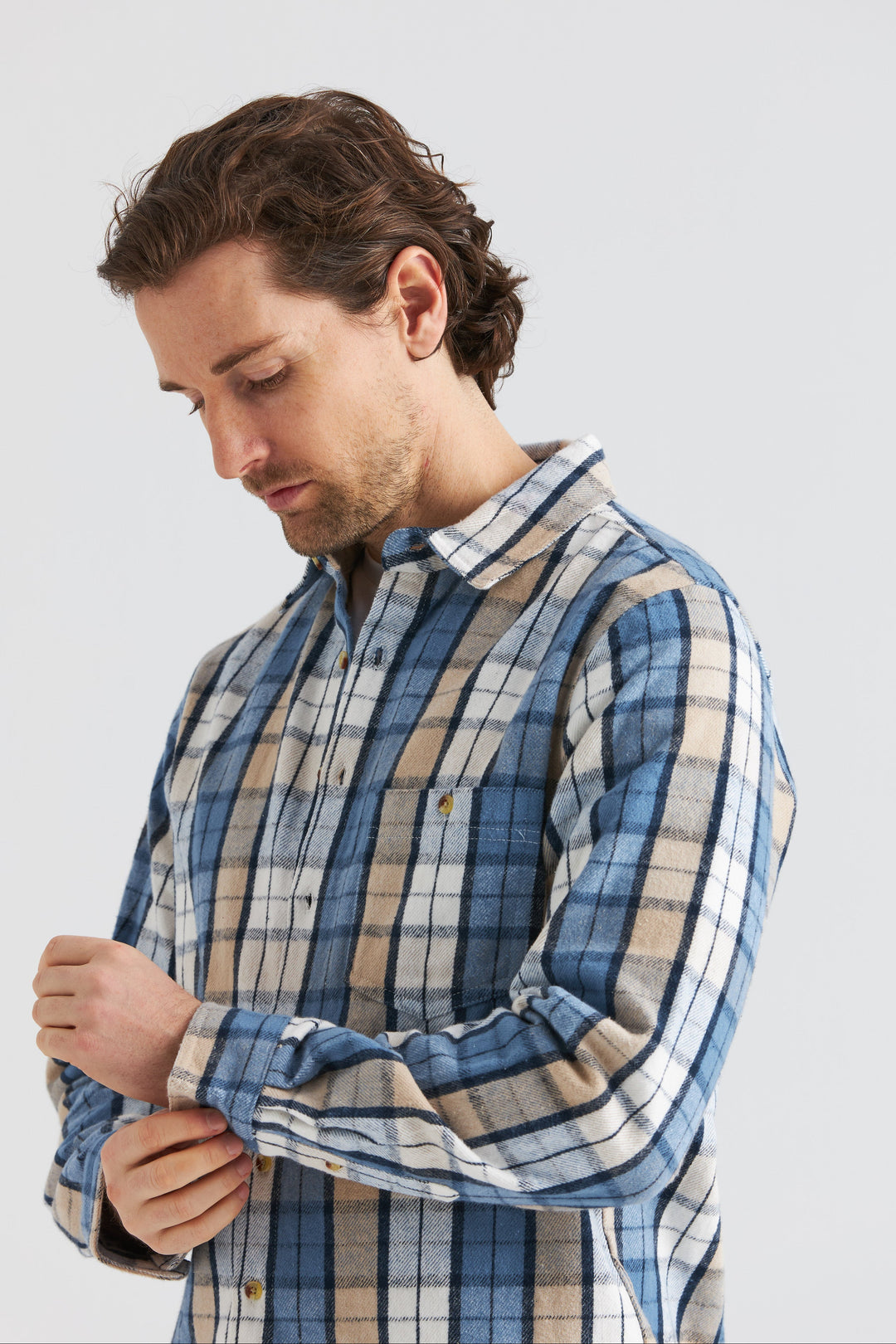 Ljusblå Heavy Flanell Overshirt