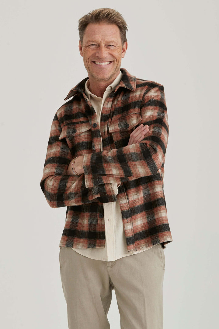 Rutig Overshirt Orange & Svart