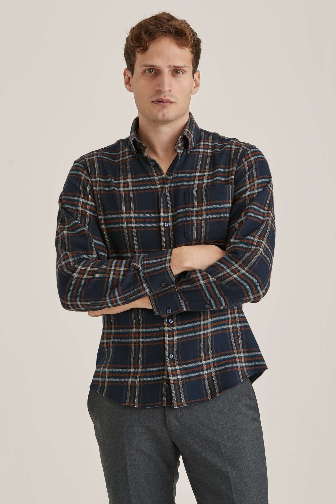 Kraftig Flanellskjorta Premium Button Down Herr