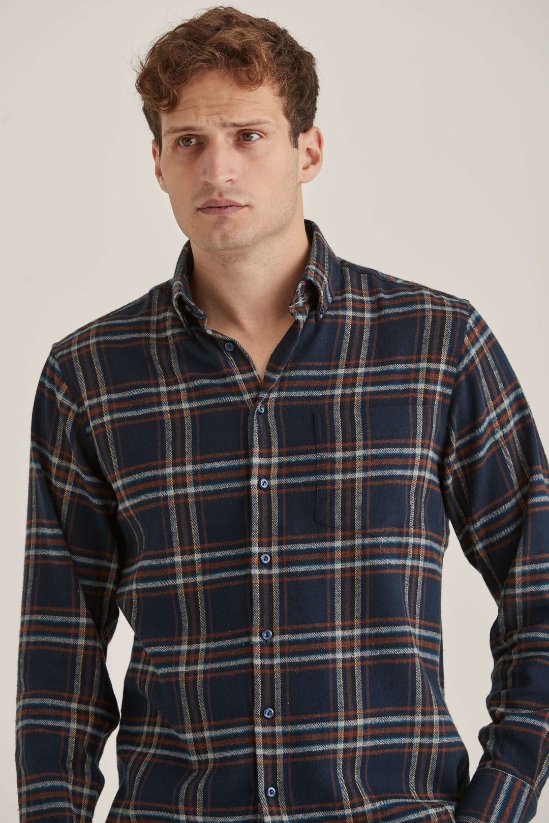 Kraftig Flanellskjorta Premium Button Down Herr