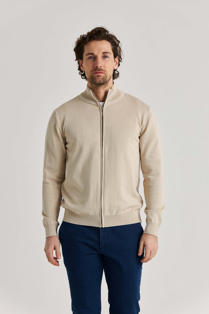 Beige Ziptröja Bomull