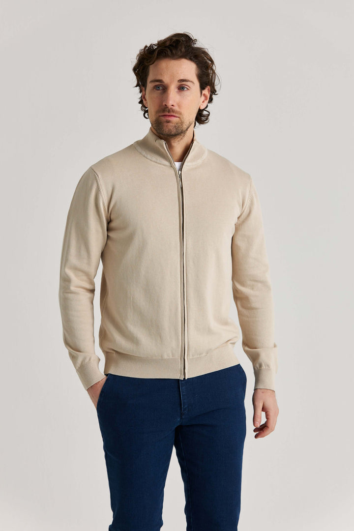 Beige Ziptröja Bomull