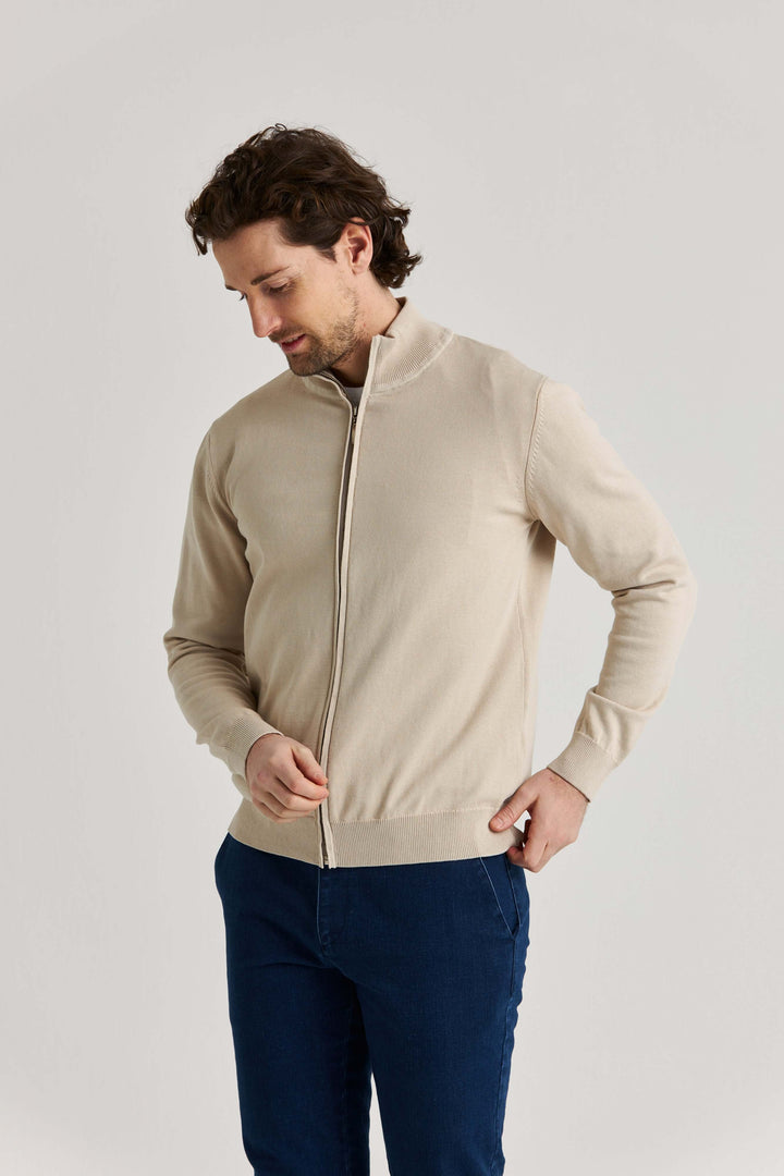 Beige Ziptröja Bomull