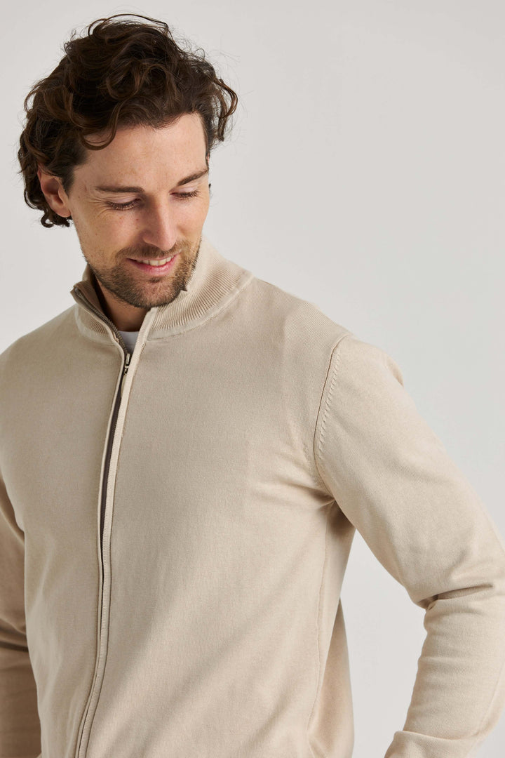 Beige Ziptröja Bomull
