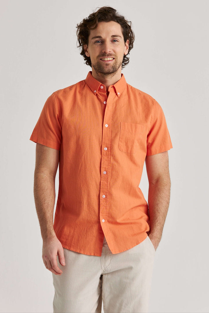 Linneskjorta Orange Kortärmad