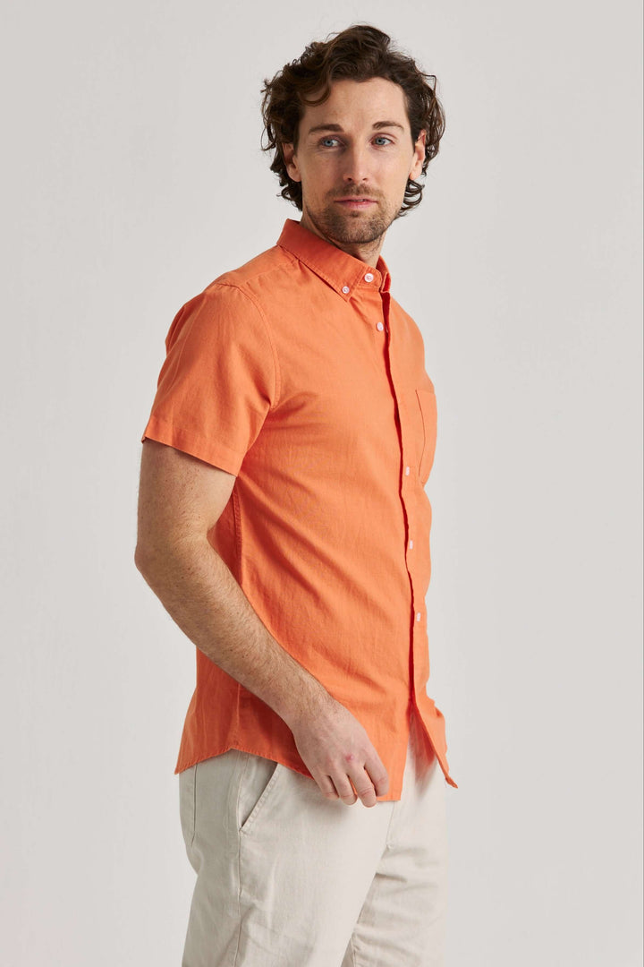 Linneskjorta Orange Kortärmad