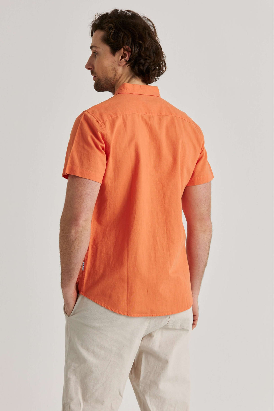 Linneskjorta Orange Kortärmad