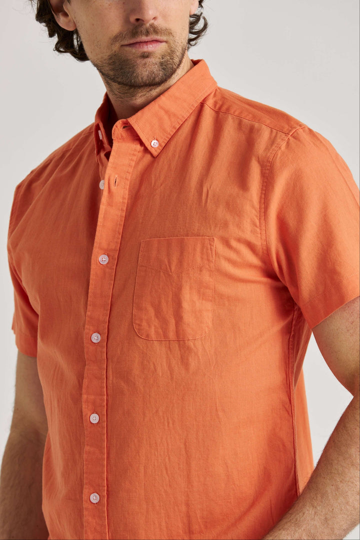 Linneskjorta Orange Kortärmad