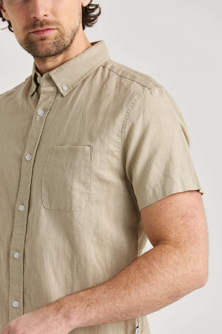 Linneskjorta Beige Kortärmad