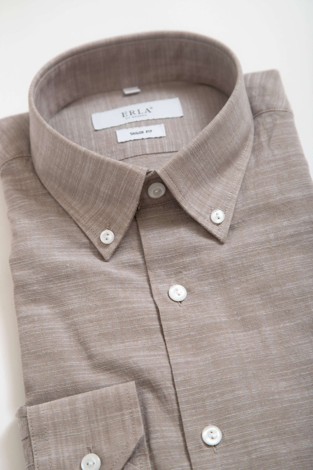 Button Down-skjorta i strukturerad bomull Sand