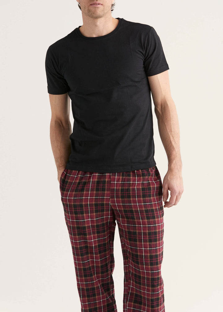 Pyjamas i rutig flanell - Svart/Röd