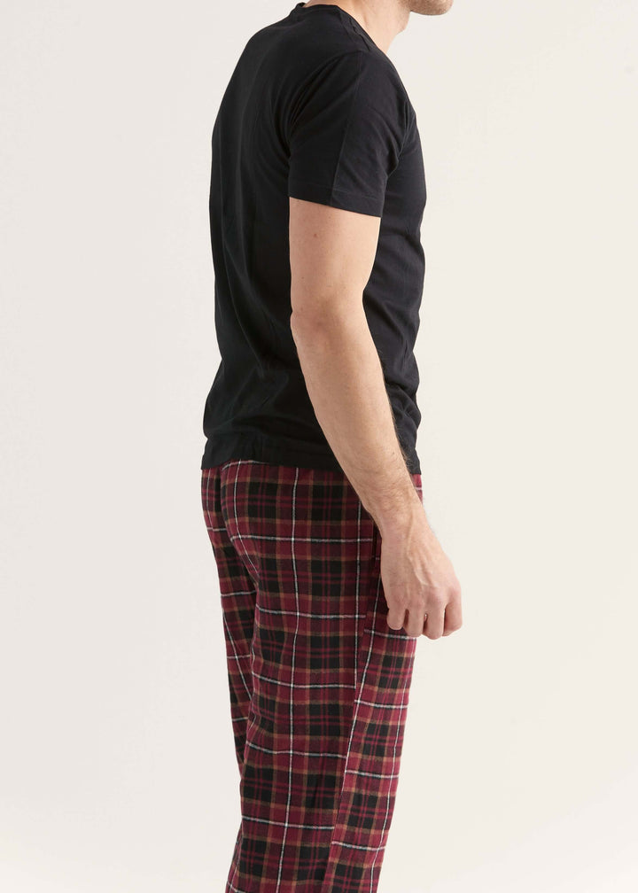 Pyjamas i rutig flanell - Svart/Röd