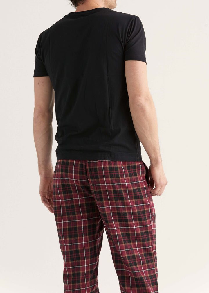Pyjamas i rutig flanell - Svart/Röd