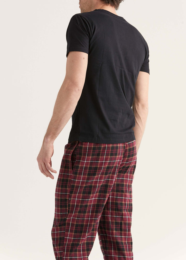 Pyjamas i rutig flanell - Svart/Röd