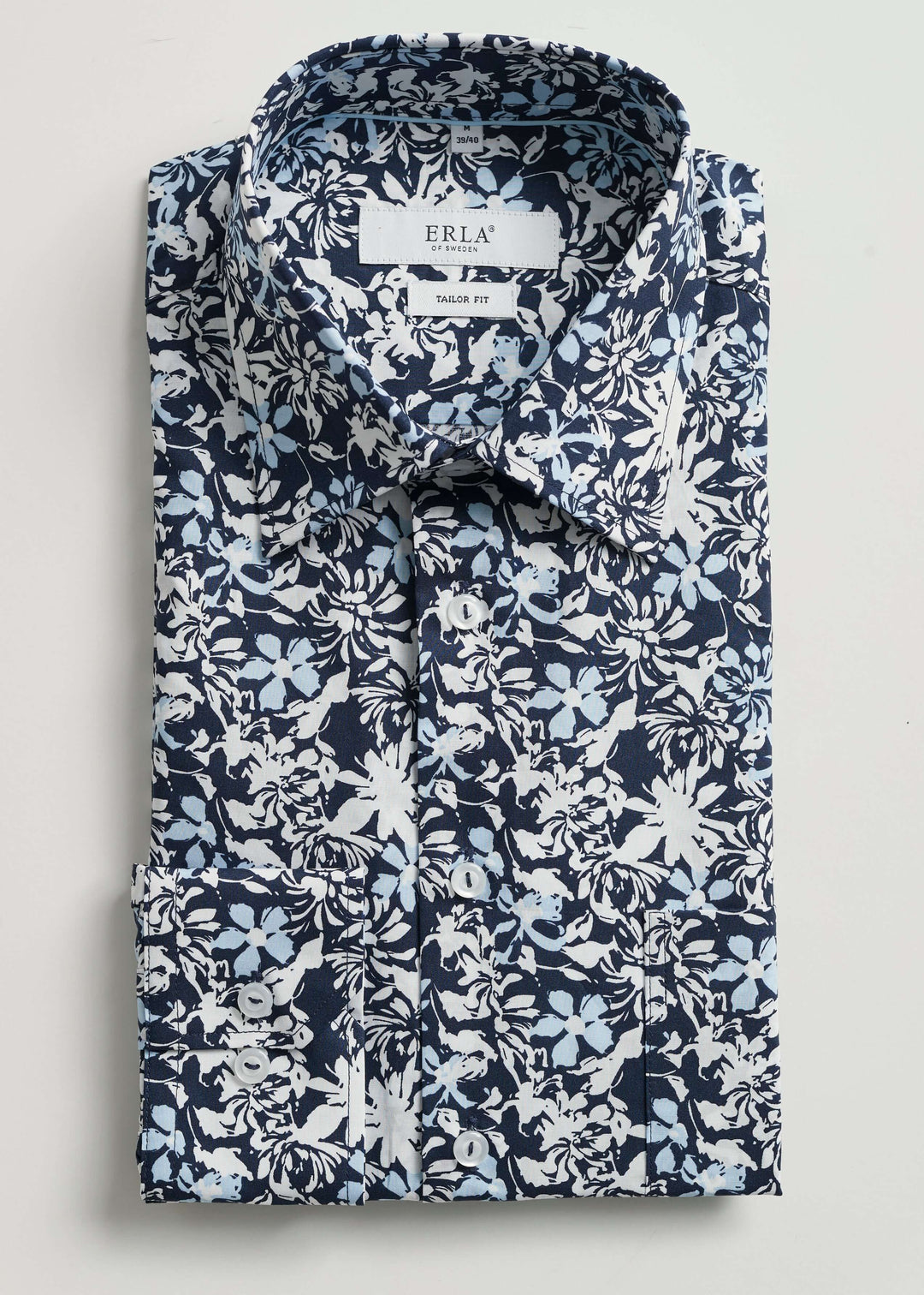 Blommönstrad skjorta blå & vit