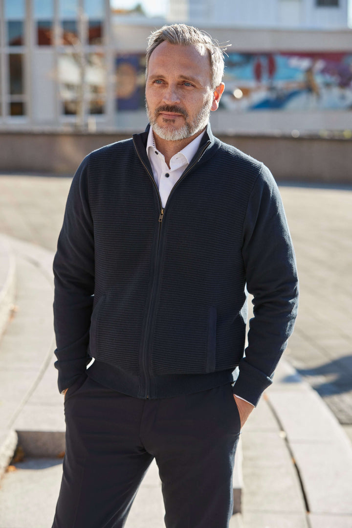 Stickad Cardigan Marinblå