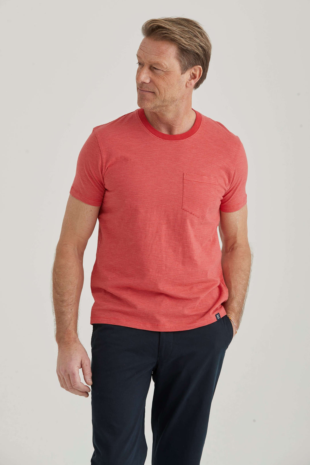 Randig T-Shirt Korall