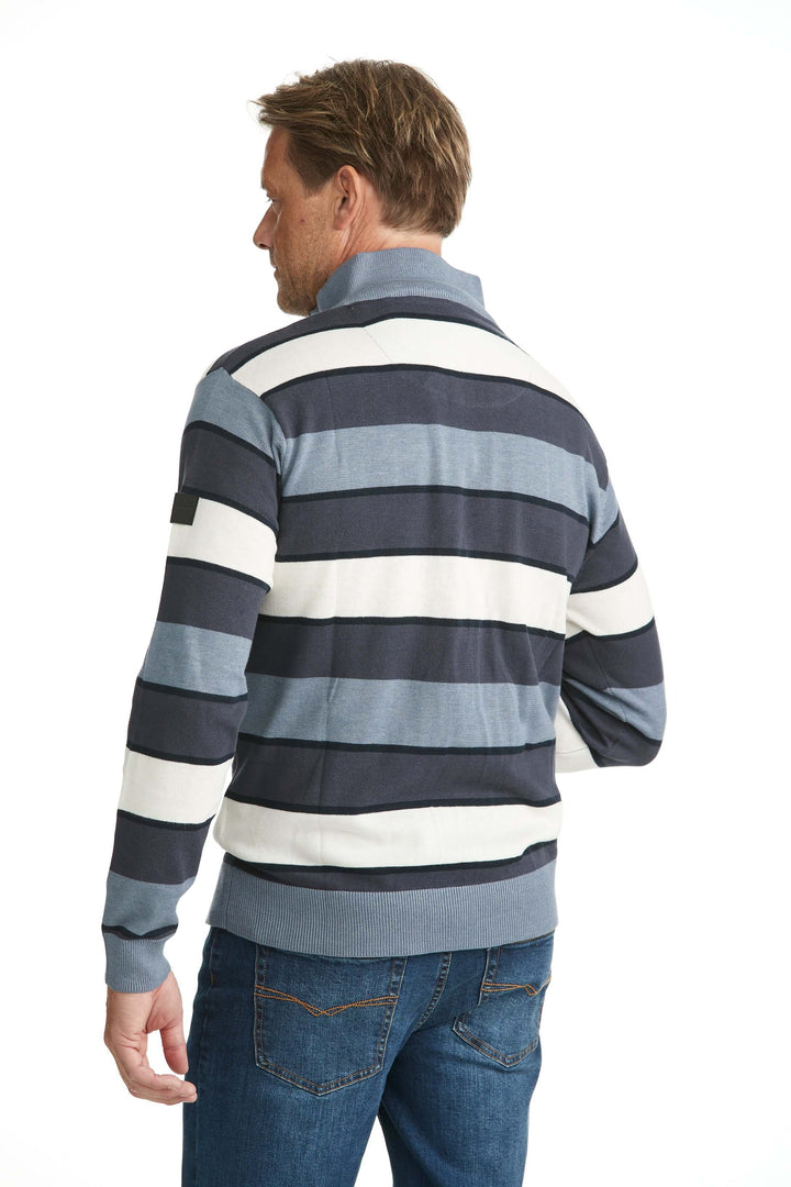 Randig Zip-tröja med bröstficka Blå/Vit