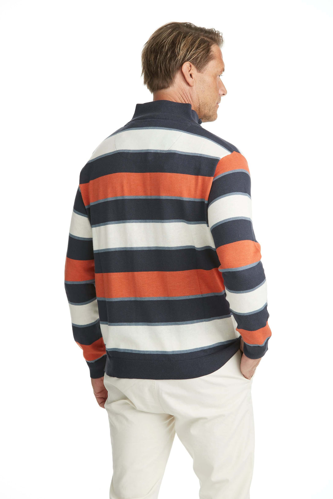 Randig Zip-tröja med bröstficka Orange/Blå