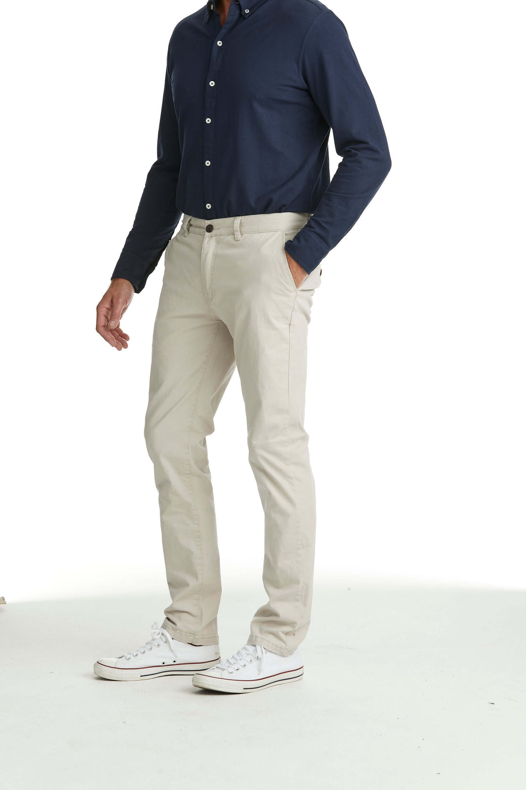 Sandfärgad stretchchinos