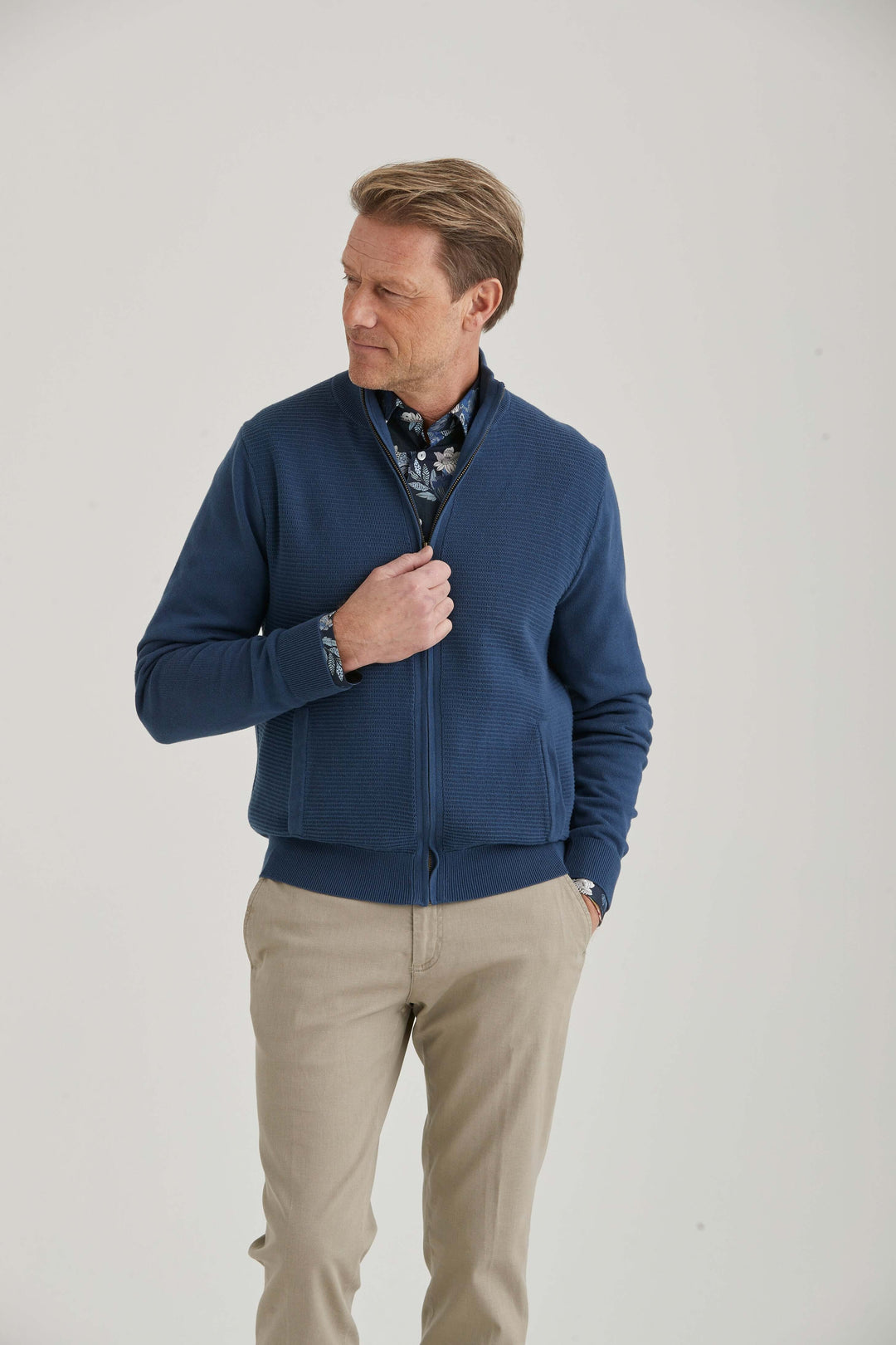 Stickad Cardigan Blå