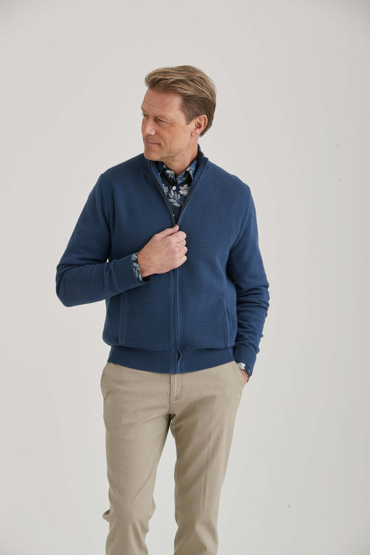 Stickad Cardigan Blå