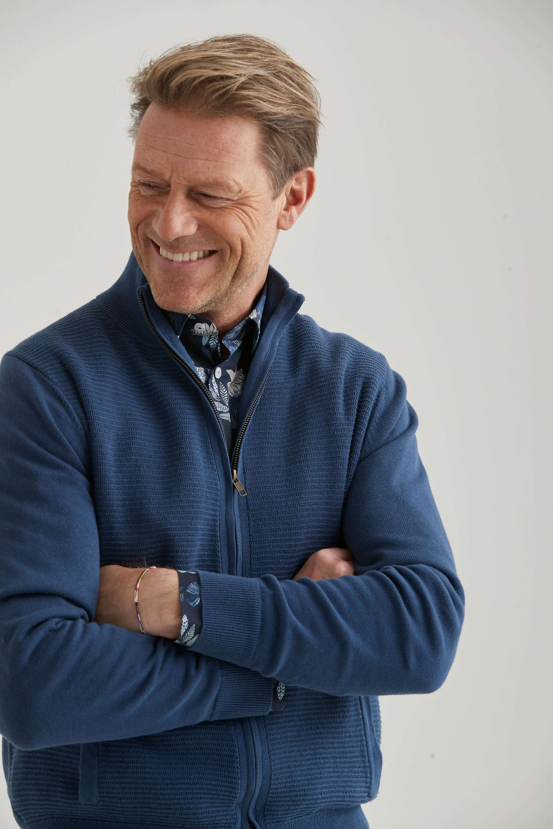 Stickad Cardigan Blå